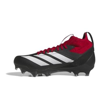 Imagem de adidas Tênis de futebol americano unissex Adizero Impact, Preto/Branco/Team Power Red, 12 Women/11 Men