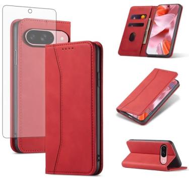 Imagem de Asuwish Capa carteira flip para celular Google Pixel 9/9 Pro 5G com protetor de tela de vidro temperado, fecho magnético, capa fólio, compartimento para cartão de crédito, suporte, acessórios para