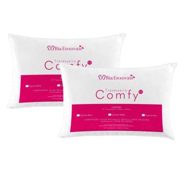 Imagem de Kit Travesseiros Comfy Suporte Baixo Fibra Siliconizada 450 Gramas 70cm X 50cm - 2 Unidades