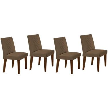 Imagem de Cadeira Sala de Jantar Jade Madeira Kit 4 Un Capuccino - Veludo Capuccino - Rufato