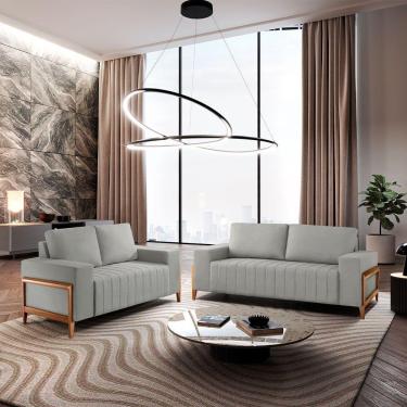 Imagem de Sofá 2x3 Lugares Verona Meu Sofá Online B026 Veludo Prata