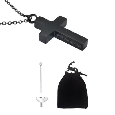 Imagem de KMYZQDV Colar de urna com cruz para cinzas e joias de cremação para homens para segurar cinzas de um ente querido colar com pingente de memorial de cinzas para homens