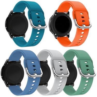 Imagem de LeyuBand Pacote com 5 pulseiras de silicone de 22 mm compatíveis com Amazfit Bip 5/Bip 6/GTR 4/GTR 3 para relógio feminino e masculino
