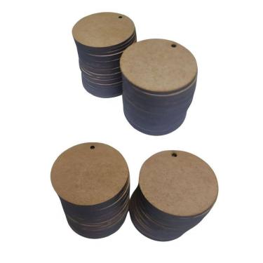 Imagem de 100 Bolacha Aplique Mdf Cru 5cm 1 Furo Pintura-adesivar-base