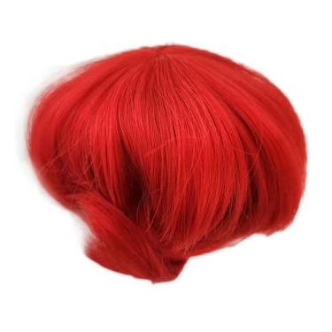 Imagem de Peruca de boneca 1/3 bjd sd cabelo vermelho curto fibra de alta temperatura estilo cauda de lobo antigo conjunto de cabelo em branco