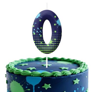 Imagem de Velas de aniversário número 0 de videogame, topo de bolo com tema de jogo para meninos e meninas, decorações de bolo para aniversários, suprimentos de festa com tema de jogos, velas para decorações de