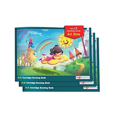 Imagem de Caderno de esboço/desenho A3 – 34 páginas brancas em branco, bloco de desenho grande de capa macia para artistas e estudantes, perfeito para esboçar, pintar e colorir (29,7 cm x 42 cm) conjunto de 3