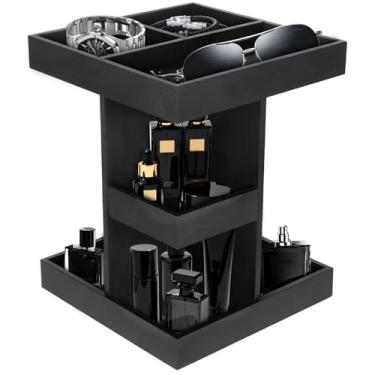 Imagem de Anmrept Organizador de perfume de 3 níveis, organizador de colônia rotativo para homens, suporte de colônia, prateleira de perfume de madeira de grande capacidade, bandeja de perfume, presentes de