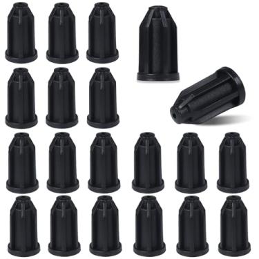 Imagem de Soquete de rodízio de 20 peças, manga preta, haste interna de 7/40.6 cm e diâmetro externo de 2,5 cm - inserções de haste de rodízio para pernas de cadeira, carrinhos de ferramentas e rodízios de