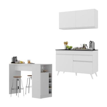 Imagem de Cozinha Compacta Com Bancada Americana 1 Porta Veneza Multimóveis Mp2207 Branco Branco