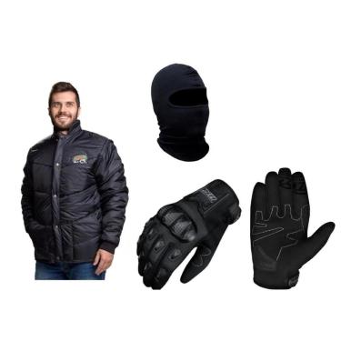 Imagem de Jaqueta California Racing Tradicional Luva X11 Blackout Capuz Balaclava Frio Moto Motoboy Delivery-Unissex