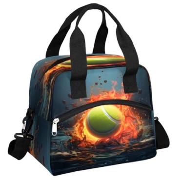 Imagem de hongjinglin Lancheira isolada para mulheres, homens, adultos, reutilizável, à prova d'água, à prova de vazamento, lancheira esportiva, tênis, fogo, grande, refrigeradora, lancheira, bolsas, bolsas de