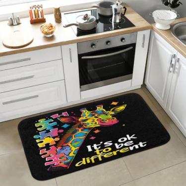Imagem de Tapete de cozinha antiderrapante, lavável, antifadiga, macio, absorvente, tapete de cozinha, tapete de boas-vindas para cozinha, interior, entrada, pia, lavanderia, decoração de casa, autismo, girafa