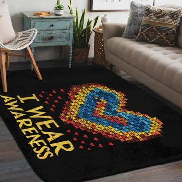 Imagem de Tapete de área para sala de estar, lavável à máquina, tapete colorido, design de autismo, antiderrapante, tapete macio para sala de estar, quarto, sala de jantar, berçário, cozinha, decoração de casa