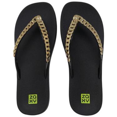 Imagem de Chinelo De Dedo Feminino Moderno Flexível Zaxy Hype, Preto, 36