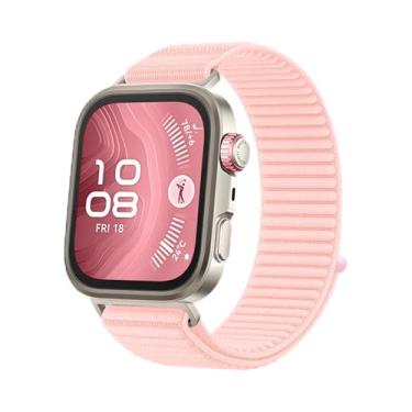Imagem de Compatível com as pulseiras de tecido da série Huawei Fit3/Fit4/Fit4 Pro, feitas de nylon, com um sistema dinâmico de argolas, oferecendo um ajuste confortável e confortável e portabilidade leve (rosa