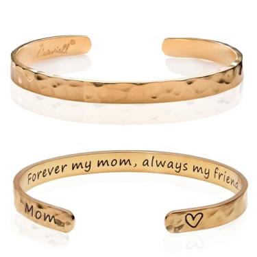 Imagem de Carviell Pulseiras femininas gravadas – inspiradoras, amizade, amor, mãe, filha, irmã, cristã, formatura, memorial e presentes de casamento – 80+ frases – aço inoxidável, pronto para presente, One