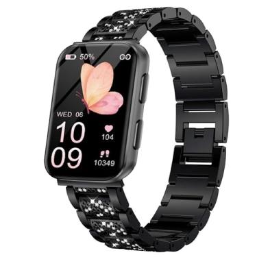 Imagem de Lamshaw Pulseira esportiva de silicone macio de liberação rápida compatível com MorePro HM57, Air 2 Smart Watch (preta, pulseira de tamanho de 22 mm)