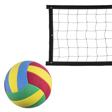 Imagem de Kit rede de vôlei colorido 5 metros preto + bola-Unissex