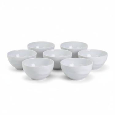 Imagem de Kit 6 Bowl Tigela Porcelana Branco Relevo Orgânico 360ml