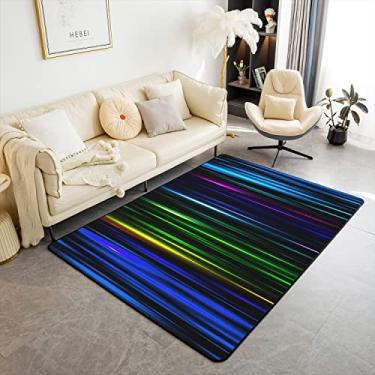 Imagem de Ombre Tapete de Área Arco-íris para Sala de Estar Quarto, Tapetes Listrados Coloridos Boho para Meninos Meninas Mulheres Homens, Tapete de Listras Geométricas, Moda Moderna Tie Dye Gradiente Tapete de Piso Interno Não Descamação, 3x5