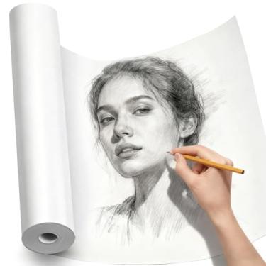 Imagem de PerkHomy Rolo de papel artesanal 38 cm x 3048 cm (100 pés) papel kraft para crianças arte em movimento cobertura de piso embalagem pintura desenho cavalete pôster papel gráfico (branco, 38 cm L x 3048