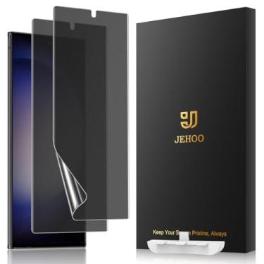 Imagem de JEHOO [Pacote com 2] Protetor de tela de TPU fosco antirreflexo para Samsung Galaxy S23 Ultra (não é vidro), compatível com sensor de impressão digital, filme flexível totalmente adesivo, fácil