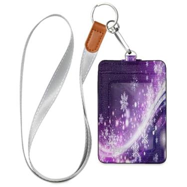 Imagem de Wassud Flocos de neve de couro PU de Natal para crachás de identificação, porta-chaves, porta-crachás, cartões de crédito para escritórios, funcionários estudantes, funcionários