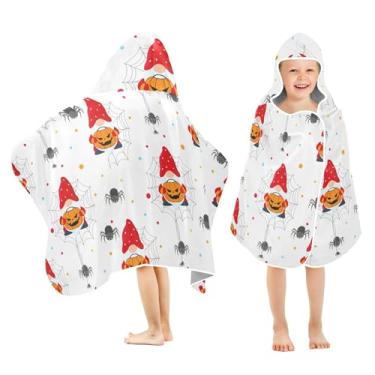 Imagem de Burbuja Toalha de banho com capuz de gnomos de Halloween para crianças, toalha de praia de pelúcia macia absorvente para meninas e meninos 3-10 anos, 61 x 127 cm