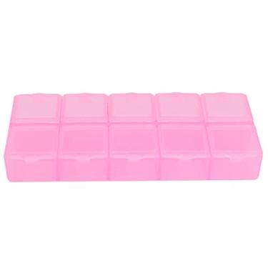 Imagem de Recipientes de contas Ainoli 10 compartimentos duráveis, resistentes ao desgaste, portátil, transparente, multifuncional, organizador de joias de plástico (Rosa)