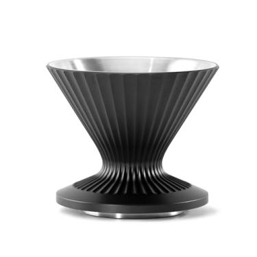 Imagem de Gotejador de café derramado por cima da máquina de café reutilizável, funil de cone de flor, filtro de café de metal de aço inoxidável para viagens, acampamento, escritório, casa, cafeteira (preto da