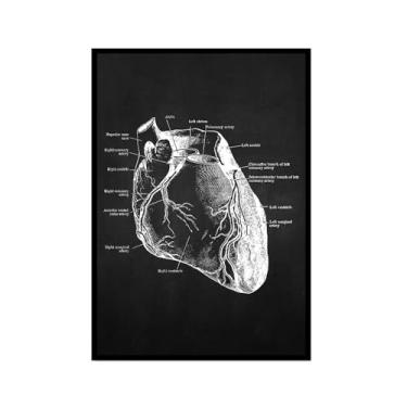 Imagem de Fundo preto anatomia humana arte médica impressões em tela imagens músculo esqueleto vintage pôster educação pintura arte decoração de parede (SKU12,12x45,7 cm = (30 x 45 cm), moldura preta)