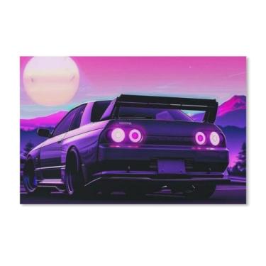 Imagem de HouLaiZhe Drift R34 Jdm carro esportes roxo sol pôsteres lona estética decoração de sala de parede impressões galeria sala decoração de parede para quarto sala de estar escritório 11 x 17 polegadas