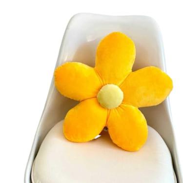 Imagem de Almofada Flor Margarida De Pelúcia Decoração sofá Quarto Sala 40x40cm(Amarelo Ouro)