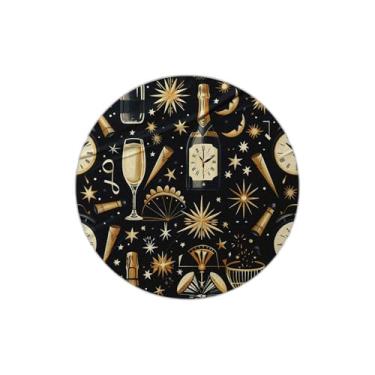 Imagem de Adesivos Redondos de Ano Novo 25 Unidades Com Estampa de Fogos de Artifício - Tamanho 85x85cm