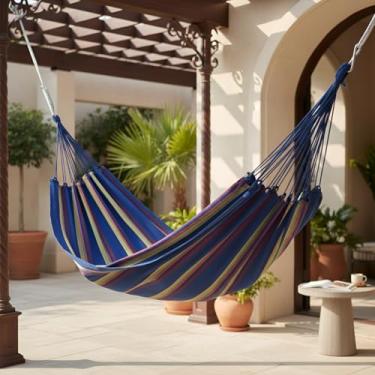 Imagem de Rede de Descanso Individual para Pequenos Espaços, Azul Listrado, 3,35m x 1,40m, Azur