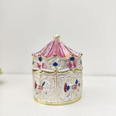 Imagem de Mini caixa de bugigangas de animais esmaltada pintada à mão, caixa de árvore de Natal, organizador de joias exclusivo com dobradiça, organizador de joias clássico, lembrança colecionável de estatueta