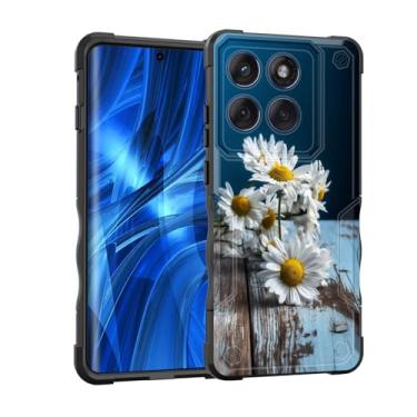 Imagem de EFGWSDER Capa para Moto Edge 2025, [camada dupla] [proteção contra quedas de grau militar de 3,5 m] Capa resistente à prova de choque para Motorola Moto Edge 2025 de 6,7 polegadas, margarida