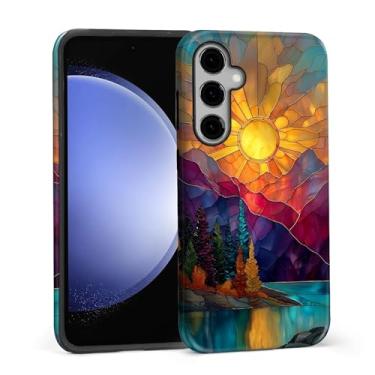 Imagem de DAIZAG Capa para Samsung Galaxy S25 FE, Mountain Range Sunrise Vitral Design de Corpo Inteiro Proteção Dupla Híbrida TPU Macio + PC Rígido À Prova de Choque Resistente a Riscos Capa de Telemóvel para