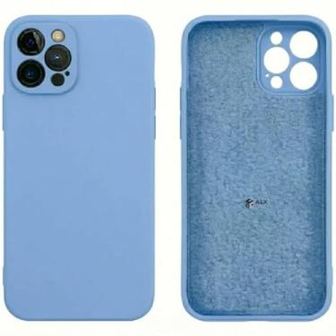 Imagem de Capa de Silicone Premium para iPhone 12 Pro – Case Aveludada por Dentro com Proteção de Câmera e Toque Macio (AZUL LISO CLARO)