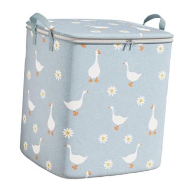 Imagem de KiBcsLic Saco para guardar edredom, organizador de colchas, organizador de presentes com zíper, cesto para roupas, brinquedos, travesseiros e roupas de, Blue 140 L