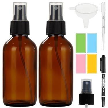 Imagem de Bastelica Frascos de spray de vidro âmbar escuro de 113 g, frascos pequenos de spray de vidro para óleos essenciais, névoa fina para rosto, cabelo, plantas, viagens, perfumes, soluções de limpeza