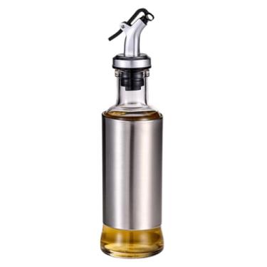 Imagem de Dispenser de Temperos 300 ml Vidro com Inox para Azeite Vinagre Molhos Óleo Culinário com Bico Dosador Saída Controlada Uso em Bancada e Mesa Cozinha Organizada