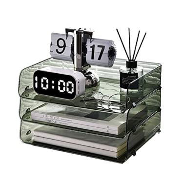 Imagem de GLOGLOW Organizador de Arquivo Plástico Transparente Empilhável da Cremalheira de Armazenamento Com Grande Abertura para o Uso do Desktop do Escritório Caixa de Armazenamento de A4, Nan (Verde