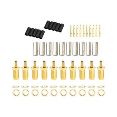 Imagem de Kit De Conectores Coaxiais RF SMA Macho E Fêmea 10 Peças 50 Terminais 