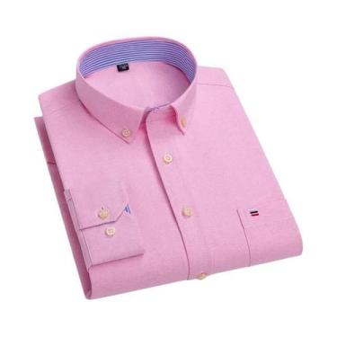 Imagem de Camisa Social Masculina De Manga Longa Em Oxford 100% Algodão Com Esta