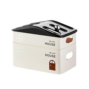 Imagem de ＫＬＫＣＭＳ Caixa organizadora de mesa para roteador, porta-cabos e régua de tomadas, ideal para sala de estar e casa, Dupla Camada