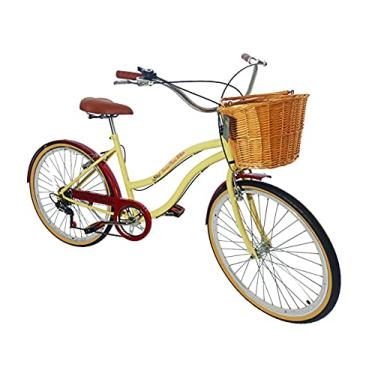 Imagem de Bicicleta Retrô Aro 26 Vintage Cesta Vime natural Bege