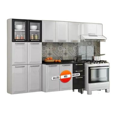 Imagem de Cozinha Itatiaia Tarsila Compacta 3 Pecas 2 Vidros Branco/Preto Paneleiro 80 cm