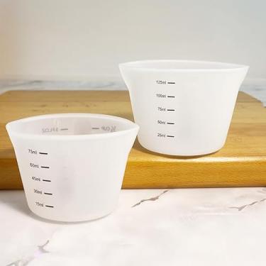 Imagem de 2 peças de copo de medição de silicone com escala transparente de grau alimentício durável antiaderente faça você mesmo bolo resina epóxi joias para fazer utensílios de cozinha